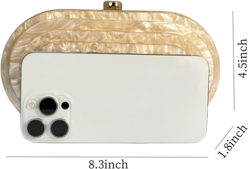 GSYPS Acrylic Evening Clutch Bag for Women Shell Shape Shoulder Crossbody Bag Glitter Marble Purse Handbag - Image 2